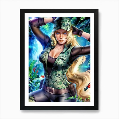 Sonya blade mortal kombat Kunstdruck gerahmt Wandbild Poster Leinwanddruck Bild