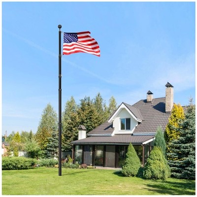 Heavy Duty 25FT Telescoping Flag Pole Kit with American Flag^