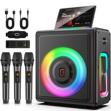 Karaoke Machine with 3 Wireless Mics  Bluetooth 5.3 Speaker 3Mics, Black