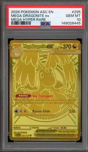 Pokemon Mega Dragonite ex Ascended Heroes Mega Hyper Rare #295 PSA 10 Gem Mint