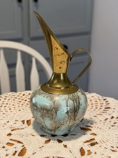 Vintage Holland Delft Mosiądz Niebieski Marmurkowy Porcelanowy Mały dzbanek Ewer