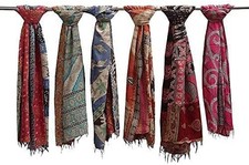 Indian Handmade Cotton Kantha Reversible Scarf Assorted Colors