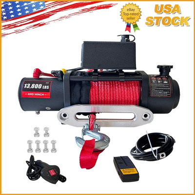 13800lbs Electric Vehicle Winch 85FT Wire Rope Steel Cable Truck Winch 12V Power