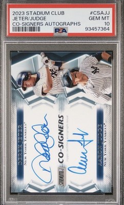 2023 Topps Stadium Club Aaron Judge Derek Jeter Dual Auto /10 PSA 10 Pop 2 Rare