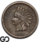 1860 Indian Head Cent Penny, Pointed Bust