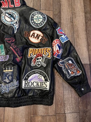 Vintage Jeff Hamilton MLB Logos Patches Leather Jacket Size 4xl | eBay
