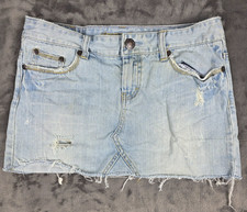 Abercrombie Fitch Mini Skirt Womens 6 Blue Denim Light Wash Distressed Raw Hem