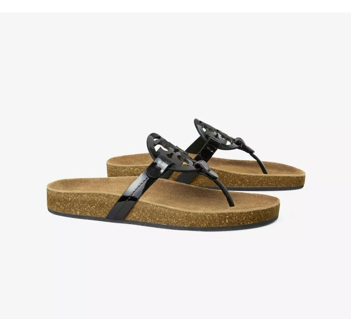 TORY BURCH MILLER CLOUD SANDAL PERFECT BLACK/ NATURAL WOMEN'S SIZE