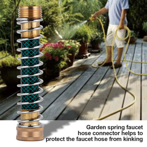 Garden Faucet Extension Hose Connector Spring Coil Kink Protector Irrigation Fit