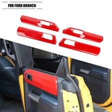 4pcs Car Door Handle Panel Cover Trim Red Accessories For Ford Bronco 2021-2023