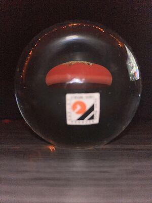 Hand Blown Glass Paperweight Svoboda Karlov Czech Republic Bubble Orange Swirl