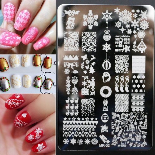 Christmas Theme Manicure Stencils Nail Art DIY Image Stamping Plate MR01 02 03 - Picture 14 of 18
