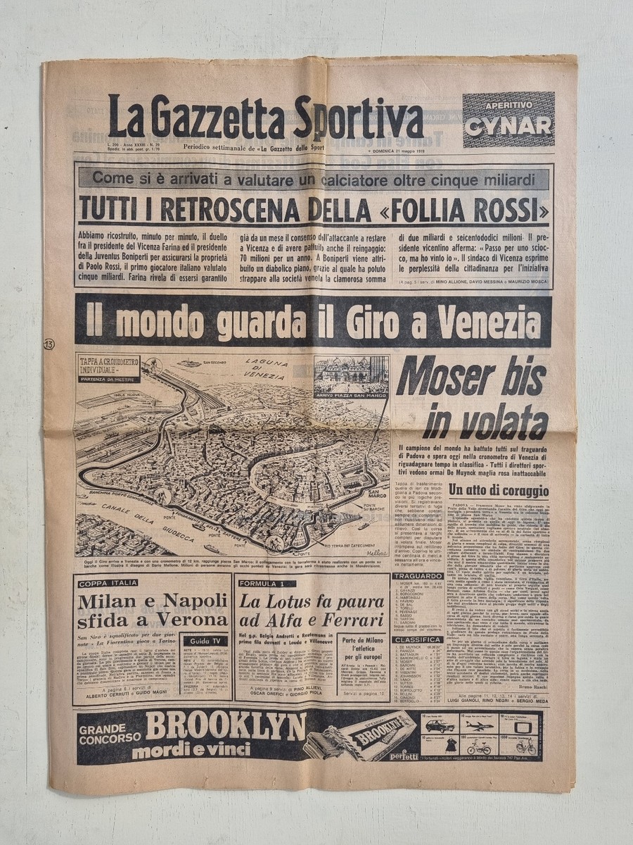 Gazzetta Dello Sport - 13 Mars 1978 - Yashchenko, Juventus, Vicenza, Paolo Rossi
