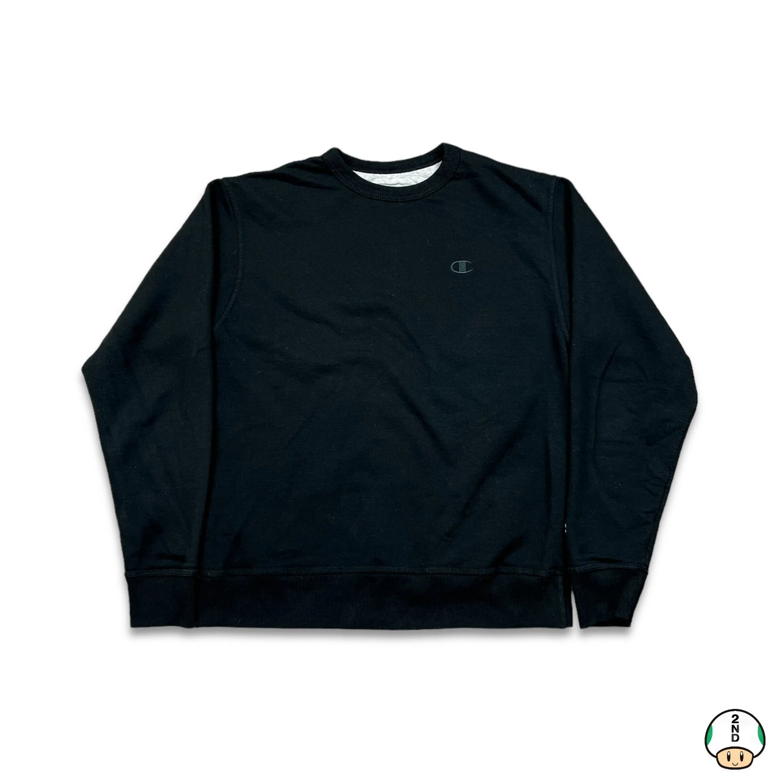 Champion Sweatshirt Mens Medium Black Authentic C Logo Pullover Crewneck