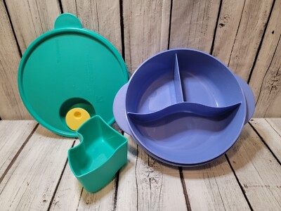 2 CrystalWave Lunch  n Dish w/Cold Cup Tupperware & Food 