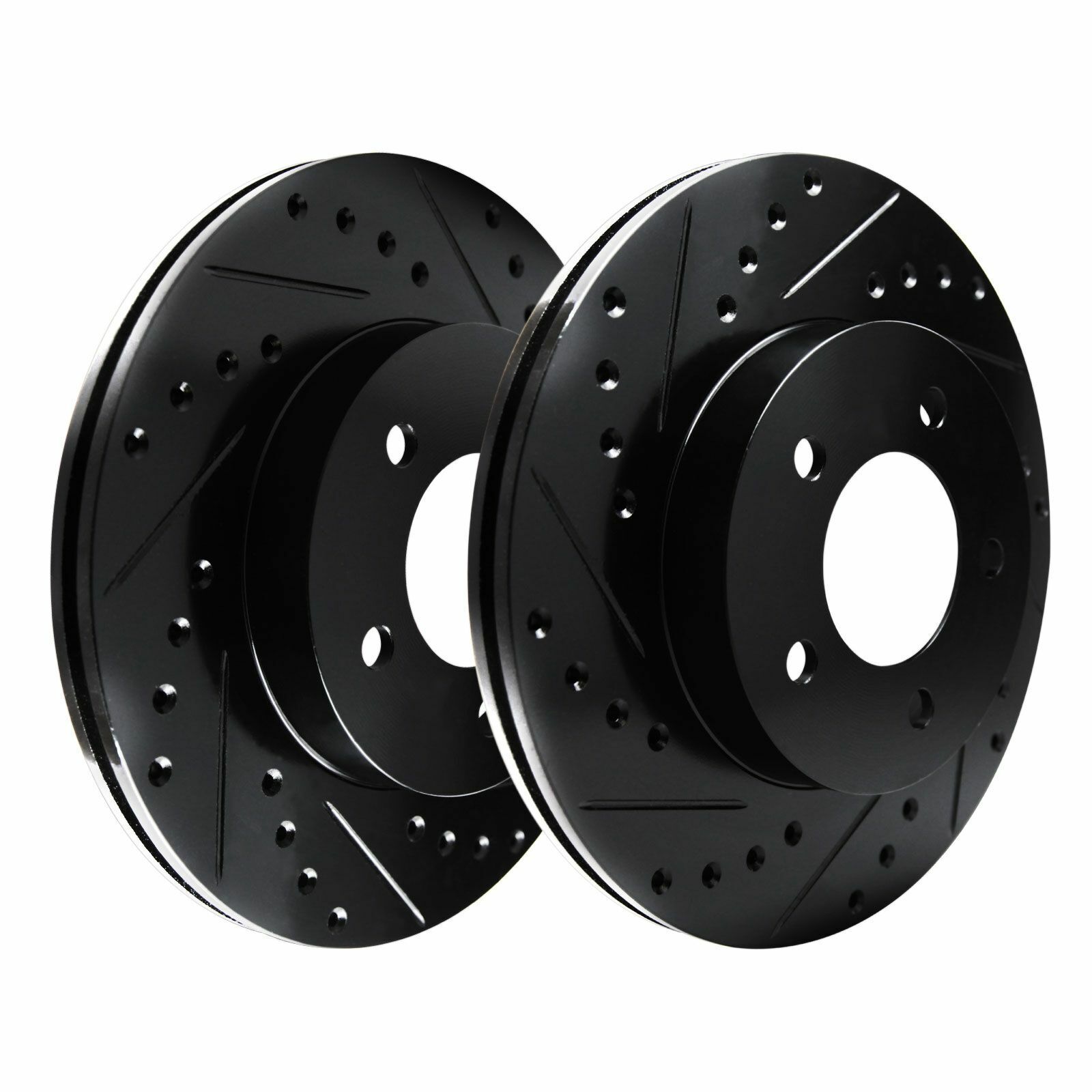 [2 FRONTS] Black Hart *DRILLED & SLOTTED* Disc Brake Rotors F137