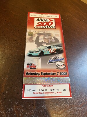September 7, 2002 Arca 200 at Chicagoland — Ticket — Chad Blount