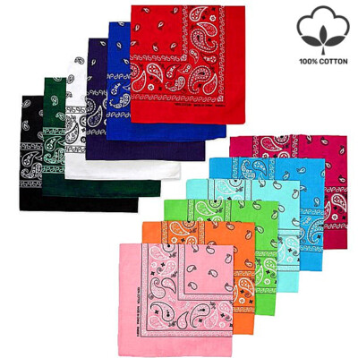 3-12 Pcs 100% Cotton Paisley Print Bandana Face Cover Head Wrap Headband Scarf