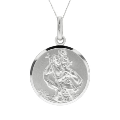 STERLINGSILBER ST CHRISTOPHER ANHÄNGER 16'' 18'' 20'' PANZERKETTE GRAVUROPTION