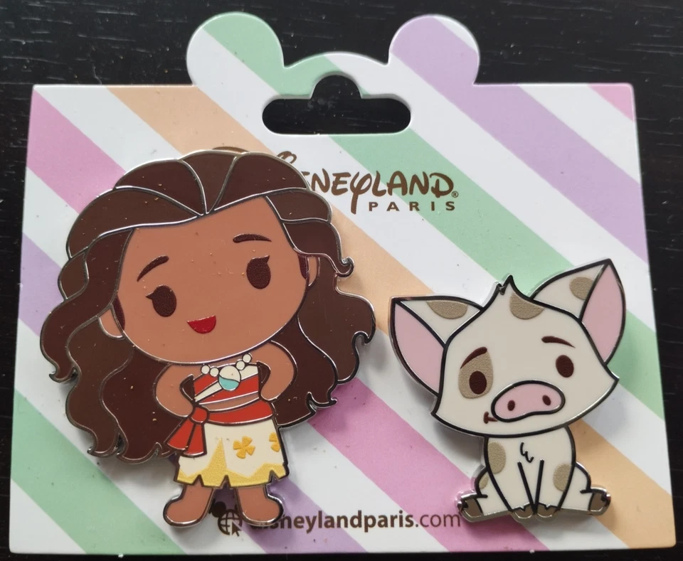 Lindo conjunto de princesas y compañeros Moana y Pua Disney L París Dlp febrero 2025 prendedor Foto 3 de 4