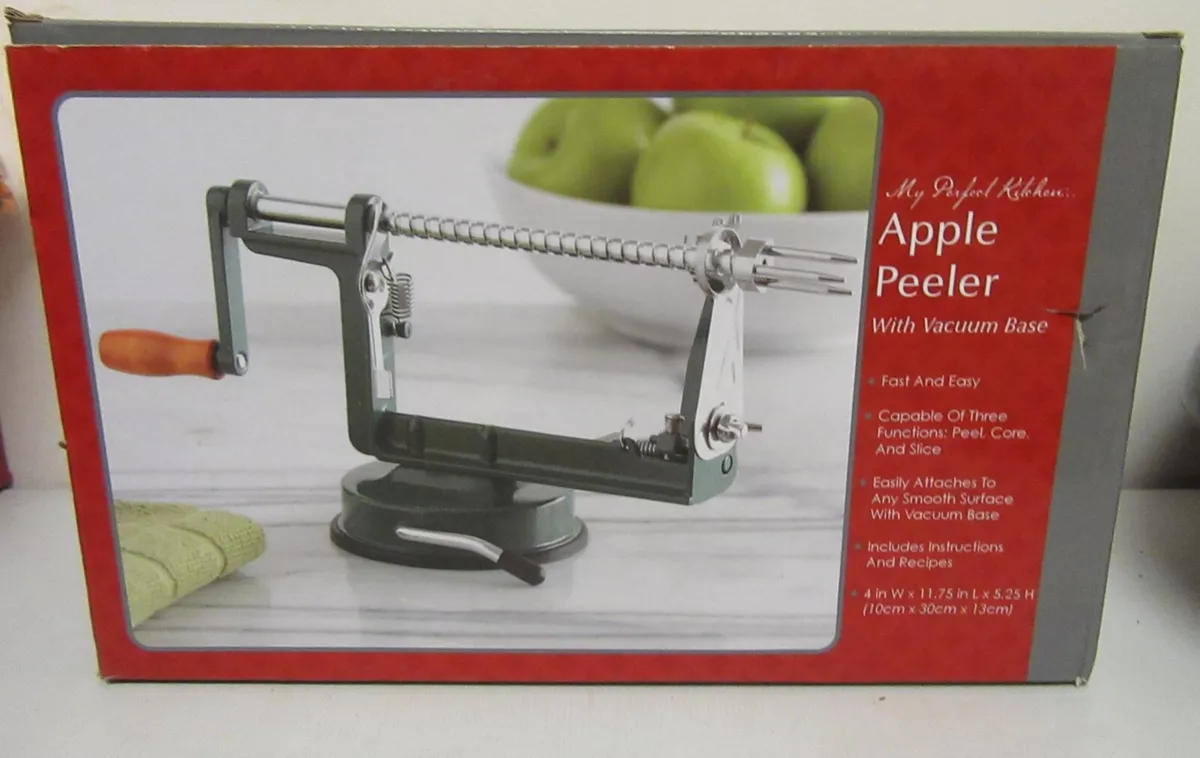 My Perfect Kitchen Green Apple Peeler Corer Slicer Vacuum Base 11x5.25x4