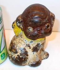 Antique HUBLEY Cast Iron METAL DOOR STOP Puppy DOG BEE Sculpture Americana Folk