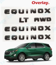 5PC Matte Black Door Rear Equinox LT AWD Letter Emblem OVERLAY Chevrolet Equinox