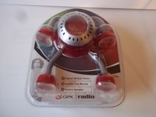 GPX Digital FM scan radio, suction mounts, built in speaker. Red. New in package