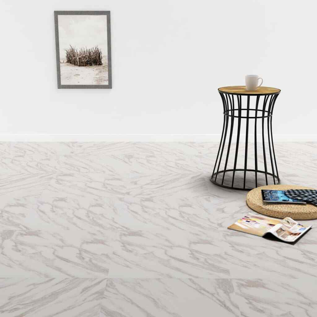 Planche de plancher PVC autoadhésif blanc marbre 5 m² pour rénovation rapide