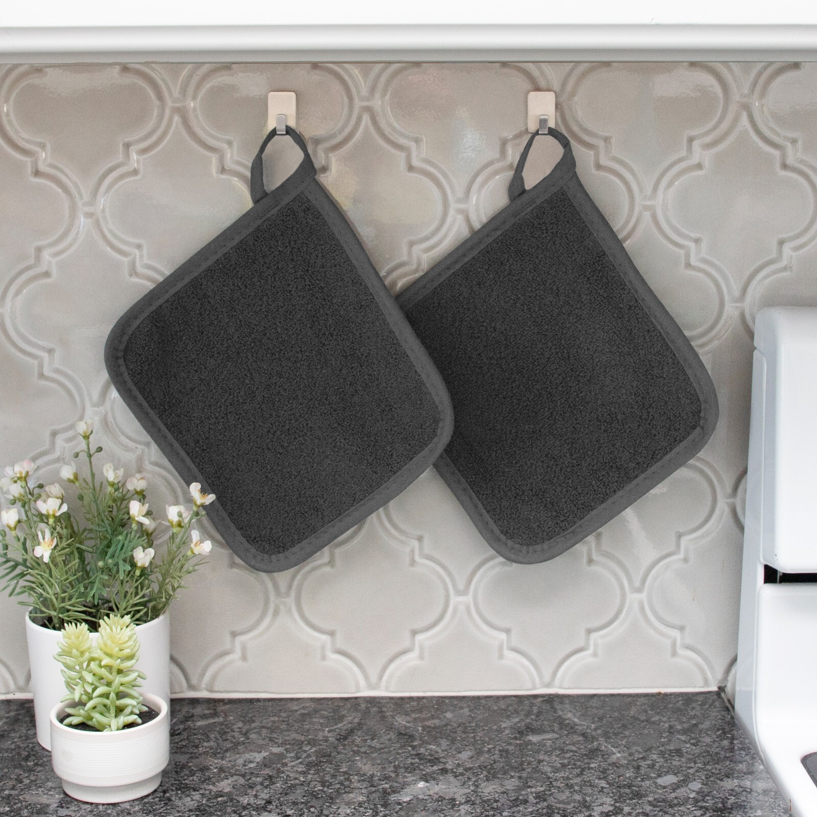 RITZ Terry Cotton Potholders Set of 4 | Absorbent & Heat-Resistant Kitchen Pads