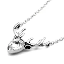 Ieinddeer Necklace with clear crystal stainless steel Xmas gifts jewelry