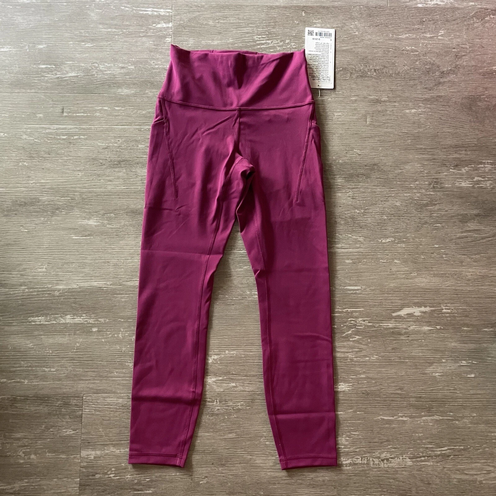 Sz 6 NWT Lululemon Wunder Train HR Tight with Pockets 25" Magenta Purple (pink)