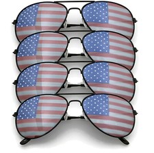 4 PAIRS of Black US Aviator USA American Flag Sunglasses United States stars