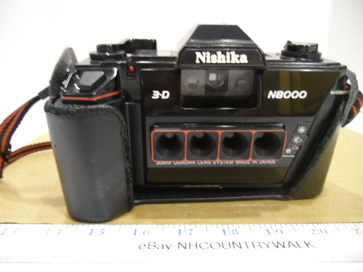 Vintage Nishika 3D N8000 35mm Camera & Twin Light 3010 Flash