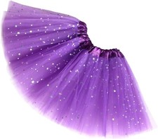 Rysly Girls Sparkle Tutus Princess Ballet Dance Layered One Size, Dark Purple
