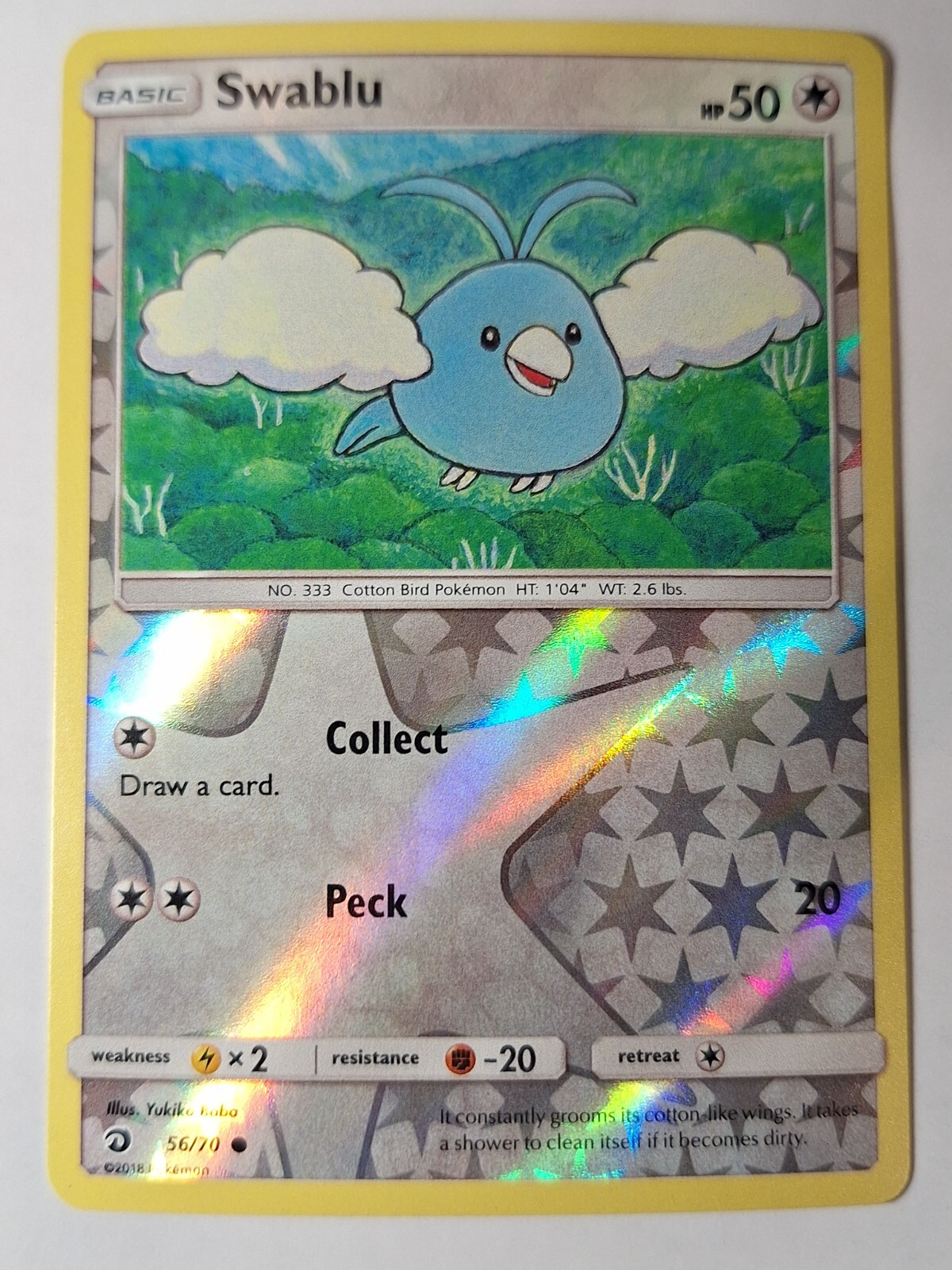 Swablu 56/70 Dragon Majesty Reverse Pokemon Holo Foil Nice!