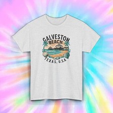 Galveston Beach Texas USA Vintage Ocean Graphic T-Shirt Vacation Tee S-5XL