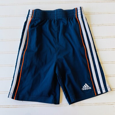 ADIDAS Boys Athletic Shorts Orange White Navy Blue Size
