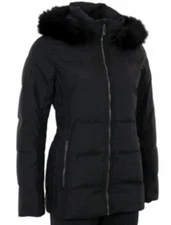 FERA Women’s Nicolette Real Fur Hooded Black Ski Jacket Size 16 NWOT $450