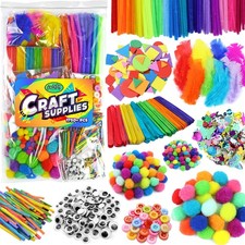 Kids Arts  Crafts Supplies Kit Toddler Pipe Cleaners Pom Poms Googly Eyes