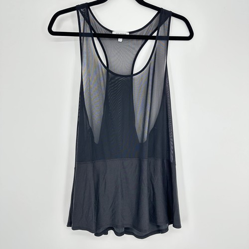 Good American Black Semi Mesh Racerback Tank Top Womens Plus Size 2XL - Picture 1 of 4