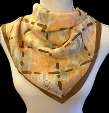 Schiaparelli Glentex Vintage Scarf Silk Rayon Blend Watercolor Peach Taupe Japan