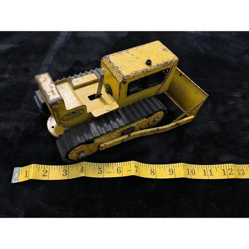 Vintage Tonka Bulldozer Pressed Steel Yellow Construction Toy Rubber Tracks USA