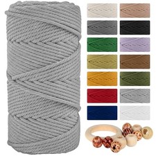 Light Gray Macrame Cord 5mm 109 Yards 100m Colorful Handmade Natural Cotton Rope