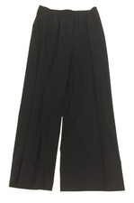 M&S Women's Wide Leg Trousers Black High Rise Pleated Front Elastic Waist New