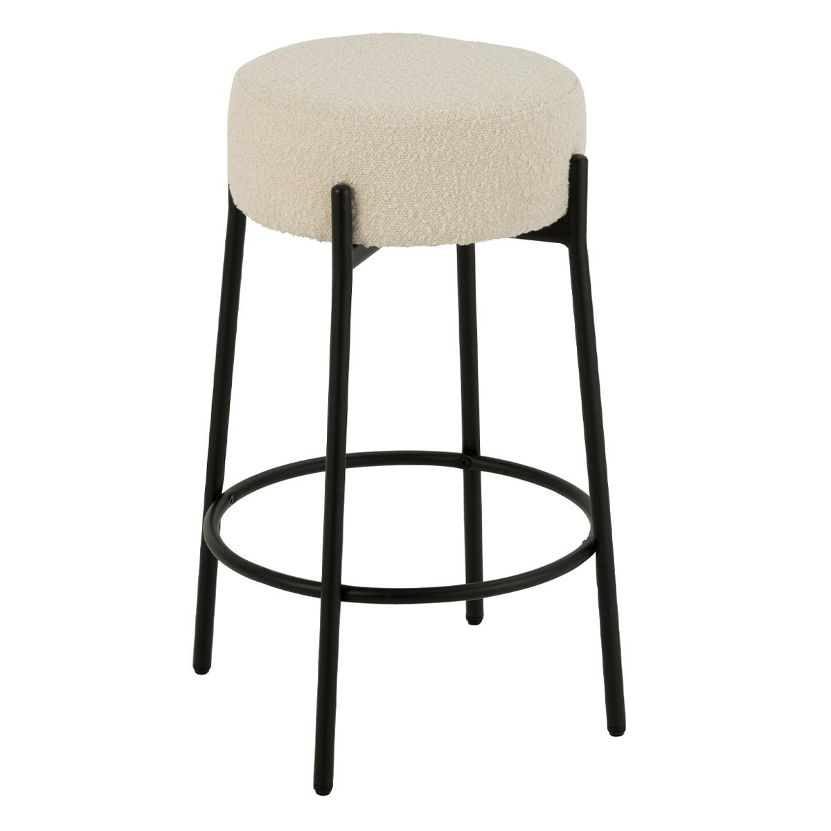 Tabouret de bar blanc Aldo en tissu bouclé pour sublimer vos apéritifs autour de l'îlot
