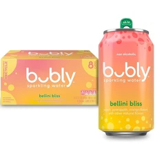 Sparkling Water, Bellini Bliss, Zero Sugar&Zero Calories,12 fl oz Cans,Pack of 8