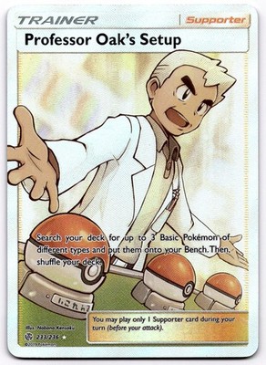 Professor Oak's Setup 233/236 SM Cosmic Eclipse Full Art Ultra Rare Pokemon NM