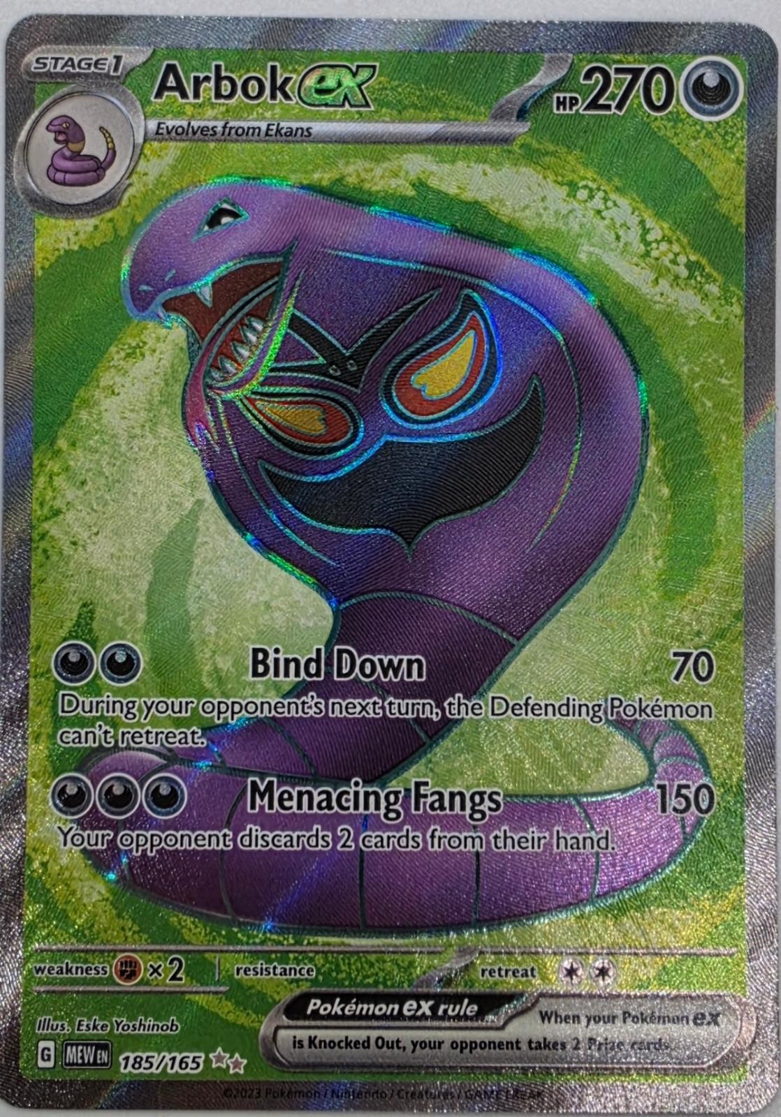 Arbok ex 185/165 Ultra Rare 151 Pokemon Holo Near Mint