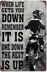 Tin Sign Vintage When Life Gets You Down Remember It Is One Down, 8 x 12 Inch